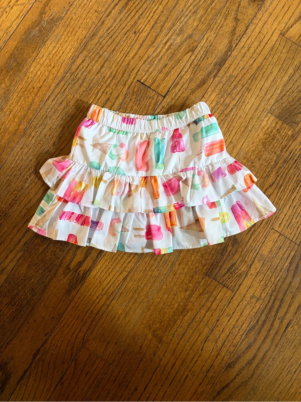 Kate Spade 2T White Tiered Ruffle Skirt with Multicolor Popsicle Print